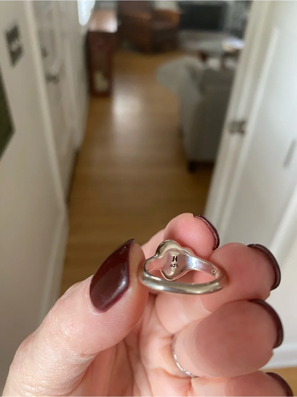 John Hardy Silver Pebble Diamond Heart Ring - Picture 3 of 7